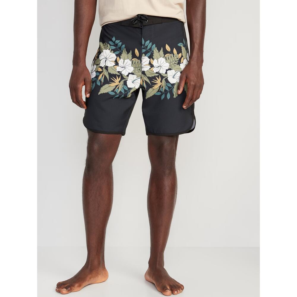 [Old Navy] Black Floral Print Built-In Flex Board Shorts Swim Trunks NWT Size 38